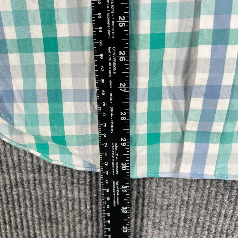 J CREW Shirt Mens Medium Green Plaid Long Sleeve Button Up‎ Slim Fit Casual